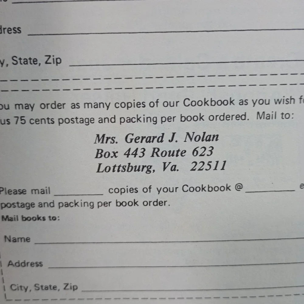 Women's Club Of Northumberland‎ County, VA Cookbook Lottsburg, VA Recipes 1981